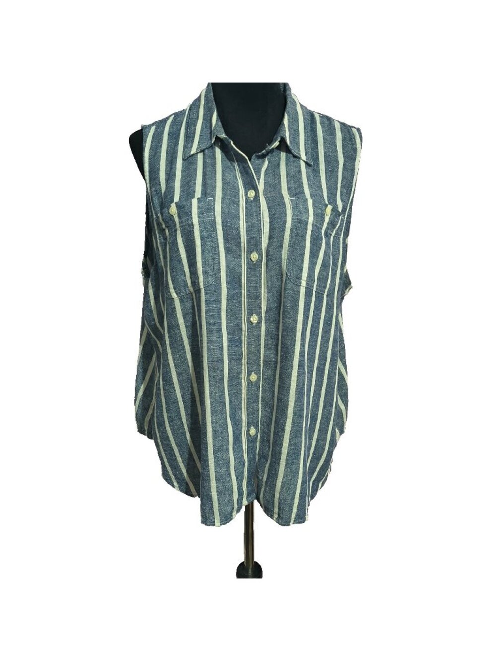 CHAPS ralph Lauren button down Tank top for womens 100% linen size XL